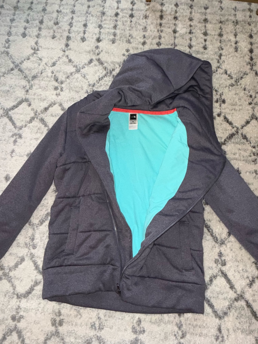 The North Face Women's Dark Gray Hoodie with Teal Lining